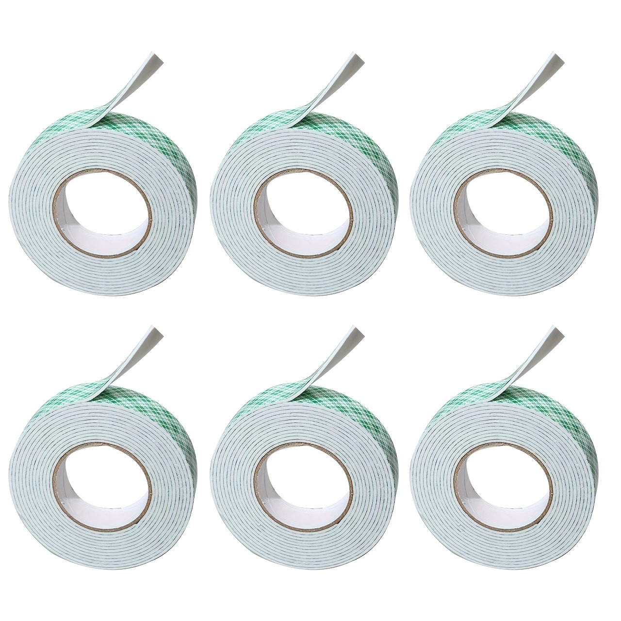 Image of 6 Rolls Super Strong Double-sided Tape- Heavy Duty Adhesive, No Residue Removal, For Pictures, Photos, Murals, Crafts, Office, Home- Compatible With Plastic, Wood, Glass, Metal, Surfaces- Ideal Fo