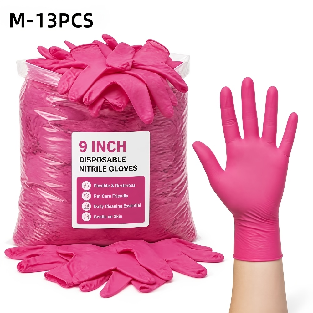 TEMU Guanti monouso in nitrile rosa | , per pulizie, lavaggio , cucina e bagno, adatti a , un regalo di Natale per