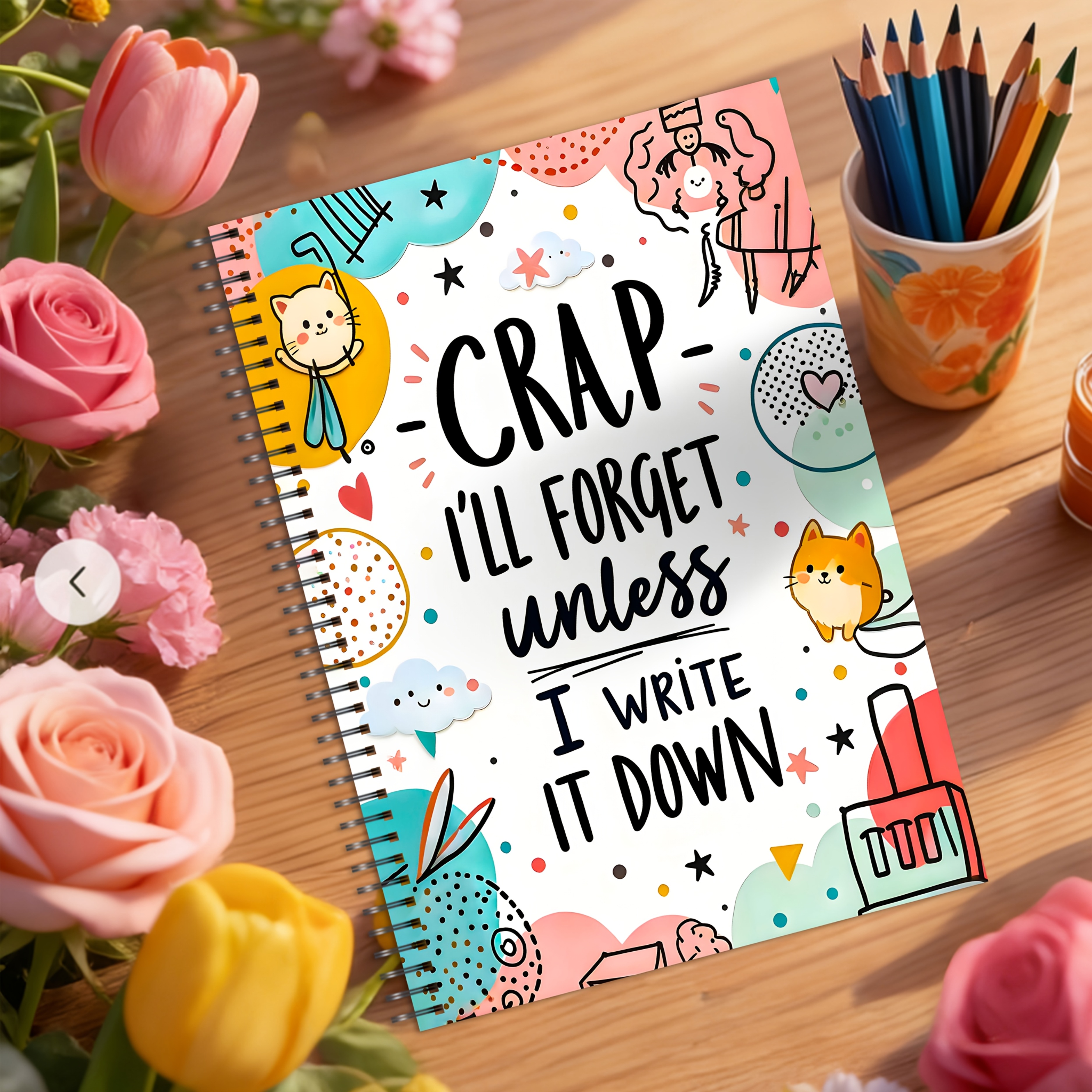 TEMU A5 Colorful Spiral Notebook - The Nonsense It Down, Vivid Design, Planning And Journaling, An Ideal Gift For , Daily Planner
