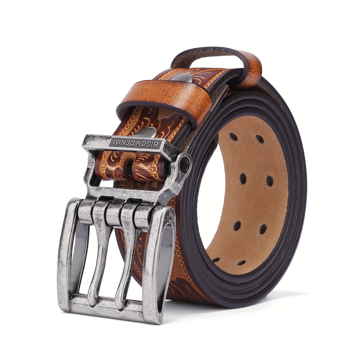 mens second layer cowhide pin casual belt durable - Temu display picture 3
