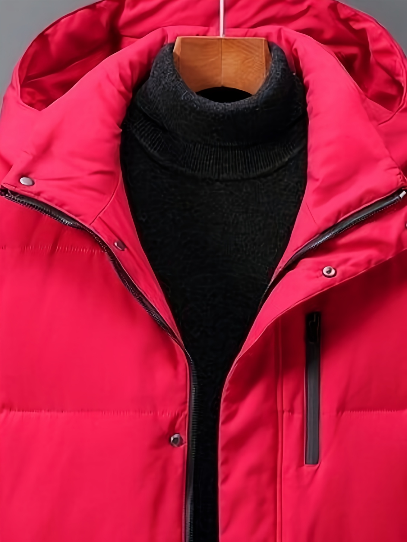 Jennine.wang Men's Hooded Warm Down Jacket, Multi Pocket Design