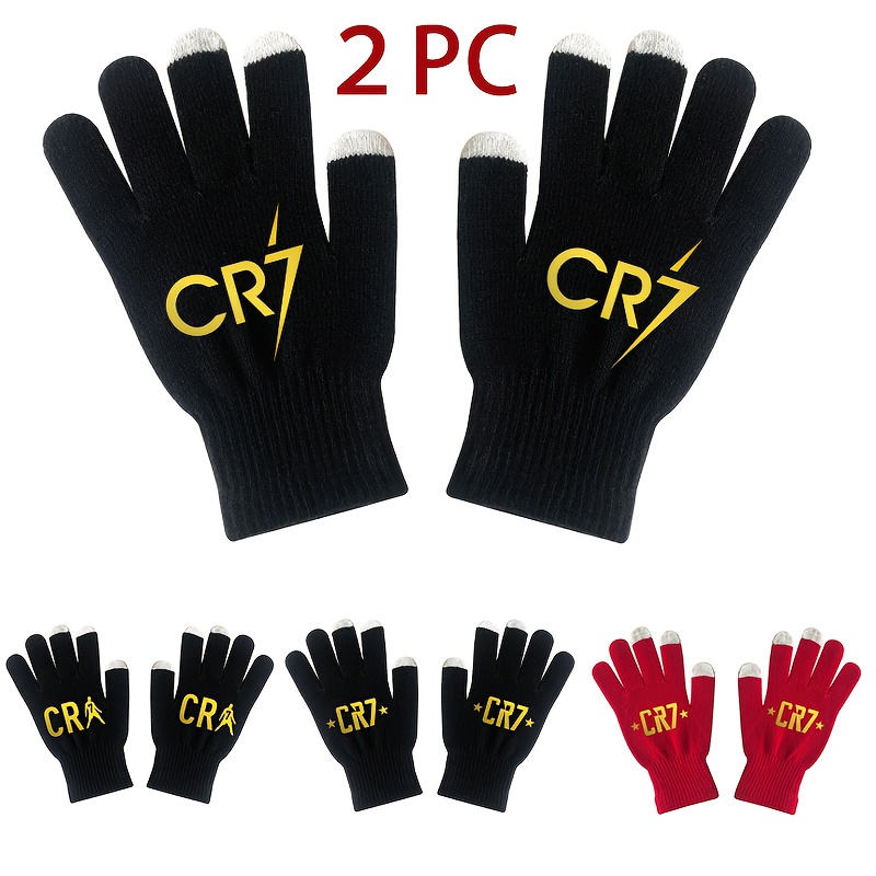 

2pcs Cr7 Pattern Touchscreen Gloves - Warm, Knit With Soft Lining & Stretch Cuffs For Men And Women