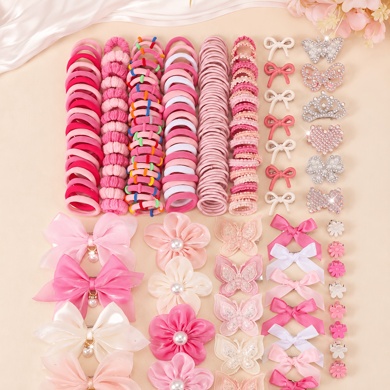 917pcs Pink Kawaii Hair Accessories Set