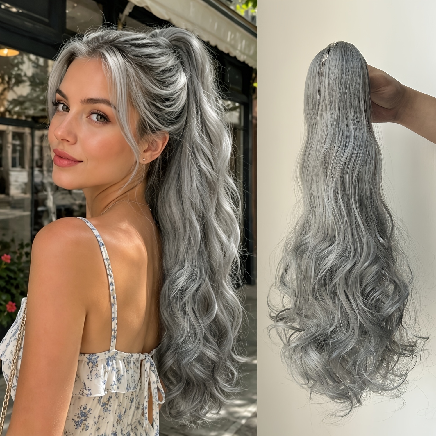 TEMU Claw Ponytail Hair Extensions Ponytail Curly Wavy Heat Resistant Synthetic Fiber, Suitable For Women Party And Daily Use