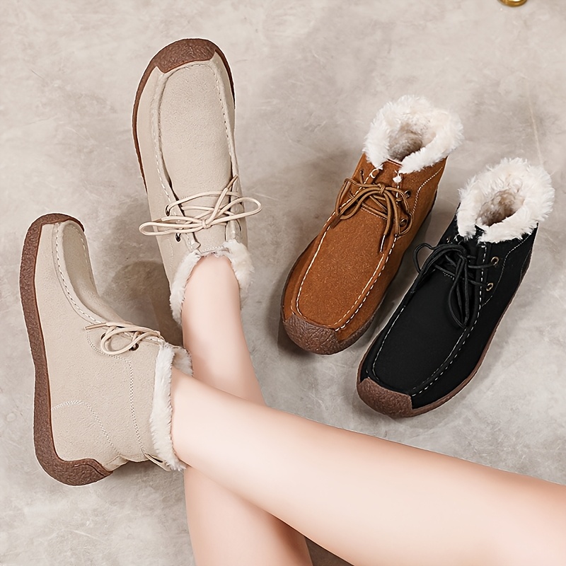 womens autumn winter thickened warm short boots side zipper
