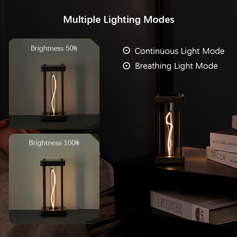 Modern Magnetic LED Table Lamp, USB Rechargeable Night Light Touch Control Dimmable Desk Lamp with Base for Bedroom Dining Home Decor