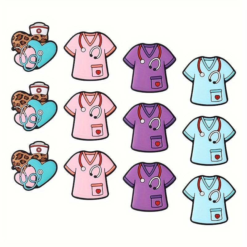 

12pcs Nurse Silicone Beads - Nurse Uniform & Stethoscope Shaped Beads For Keychains, Jewelry Making & Diy Crafts