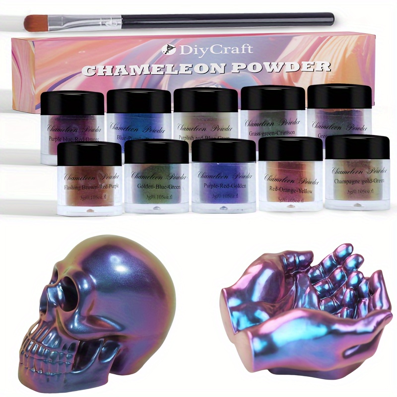 

10 Color Chameleon Powder Set With 1 Brush - Diy Jewelry Crafting Kit