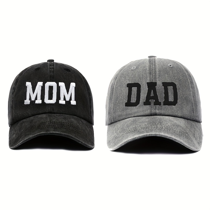 TEMU 2pcs Unisex Street Personality Dad.mama Embroidered Couple Baseball Cap Set Suitable For Outdoor Leisure Vacation.woven Fabric.