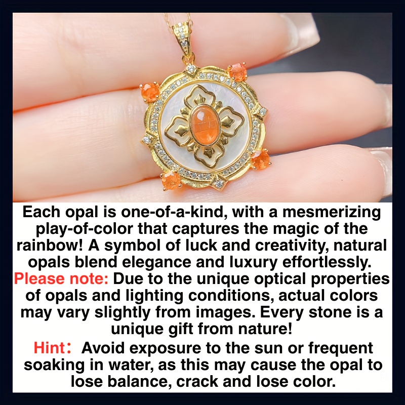 Natural Opal S925 Silver Pendant — Art Deco Style Gift