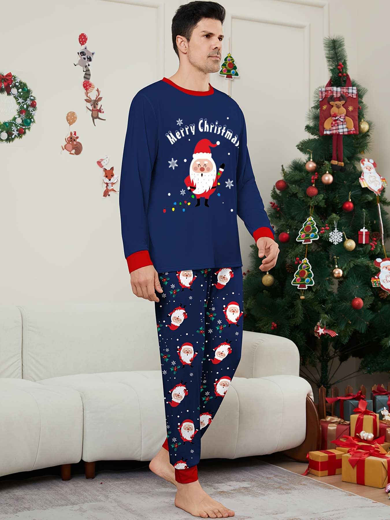 Conjunto Pijama Pijama Navidad Hombre Conjunto Pijama Pantalon