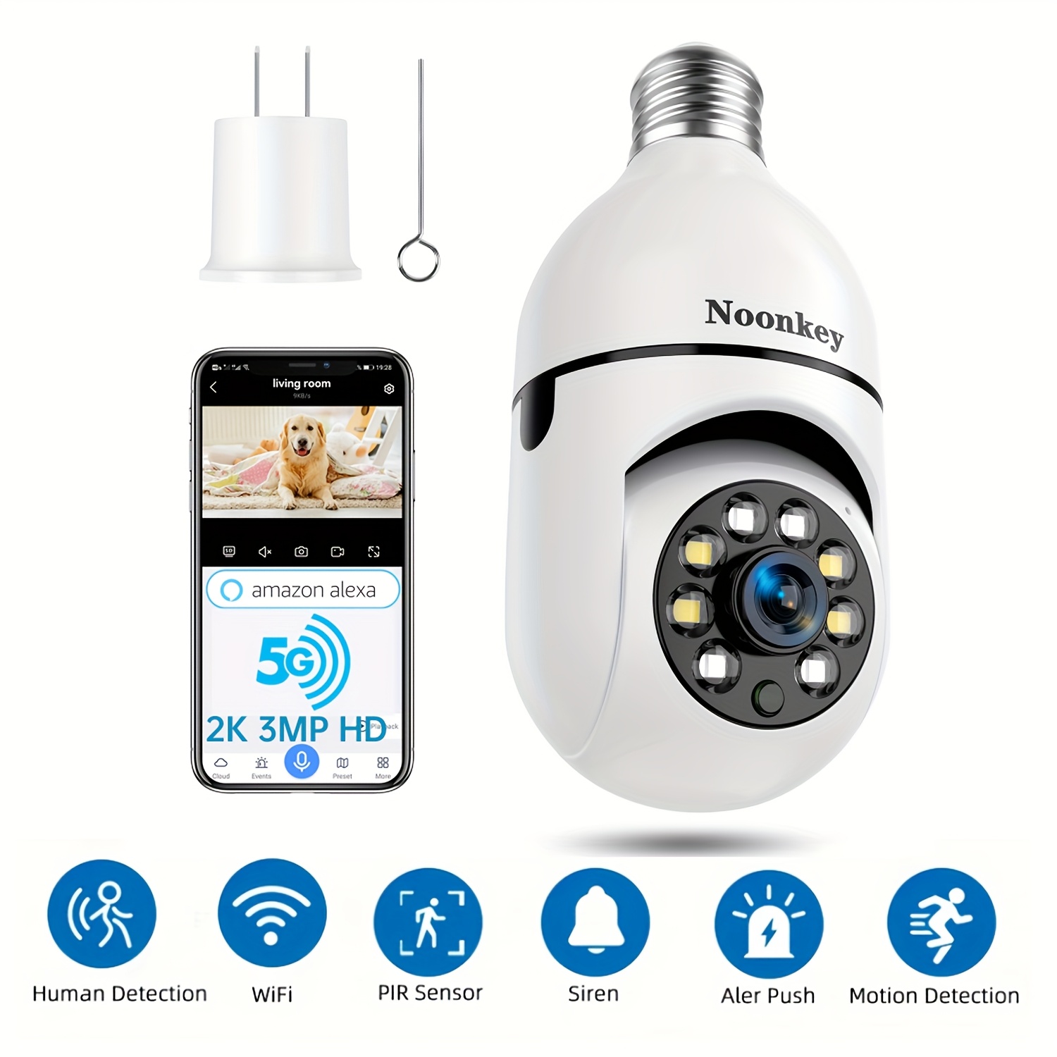 light bulb security cameras, 3mp wifi camera, 360 degree