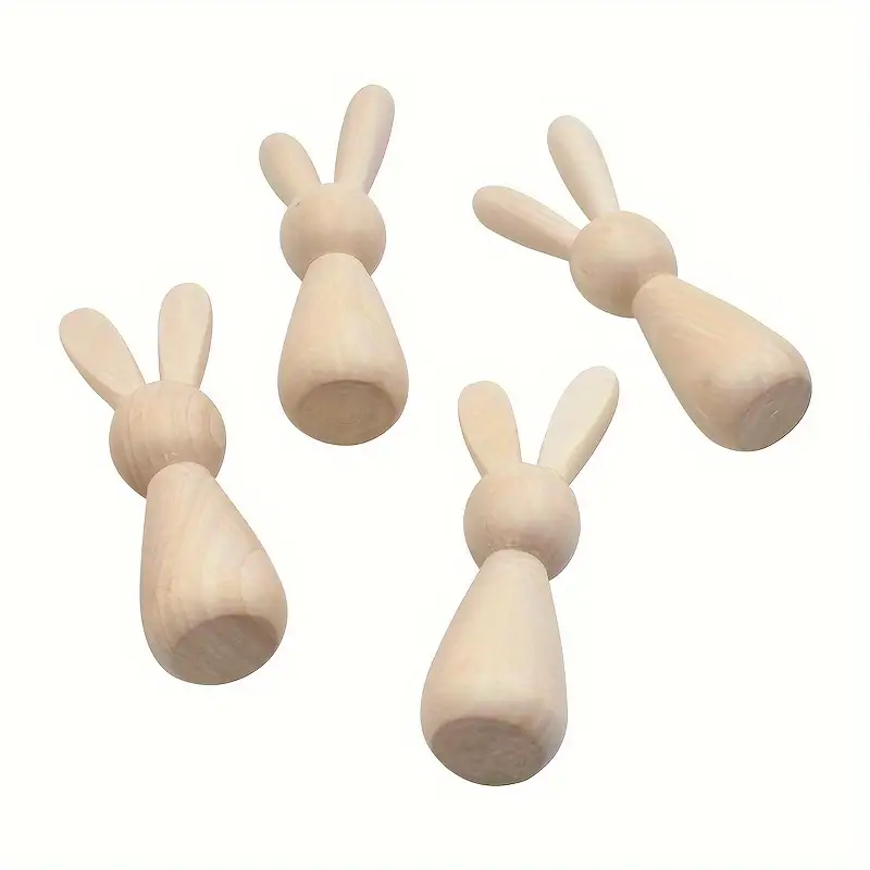Diy Easter Painted Wooden Rabbit Decoration Ornament - Temu Canada