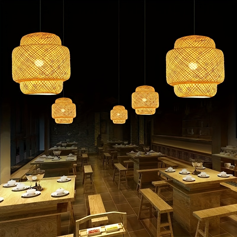 Bamboo Chandelier, Bamboo Zen Tea Room, Chinese Restaurant And Home, Japanese Rattan Lantern, Vintage Lampshade, 12.99 Inches (about 33cm) High * Inches (about 30cm) Diameter
