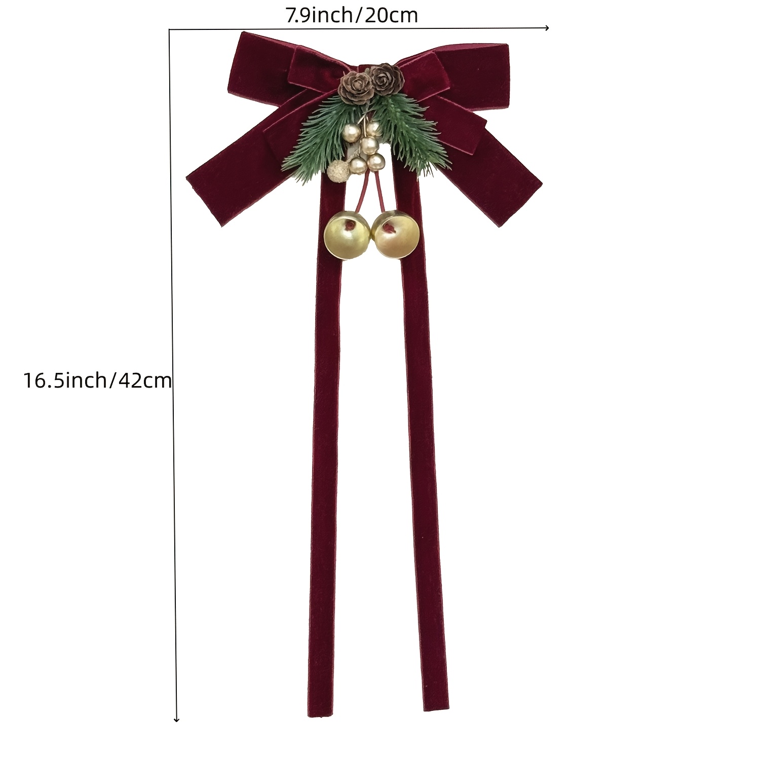 TEMU 1pc Christmas Red Curtain Tie-backs, Curtain Tie-back Additions, Red Bow, , Golden Small Bell Decoration, Suitable For Living Room, Kitchen,