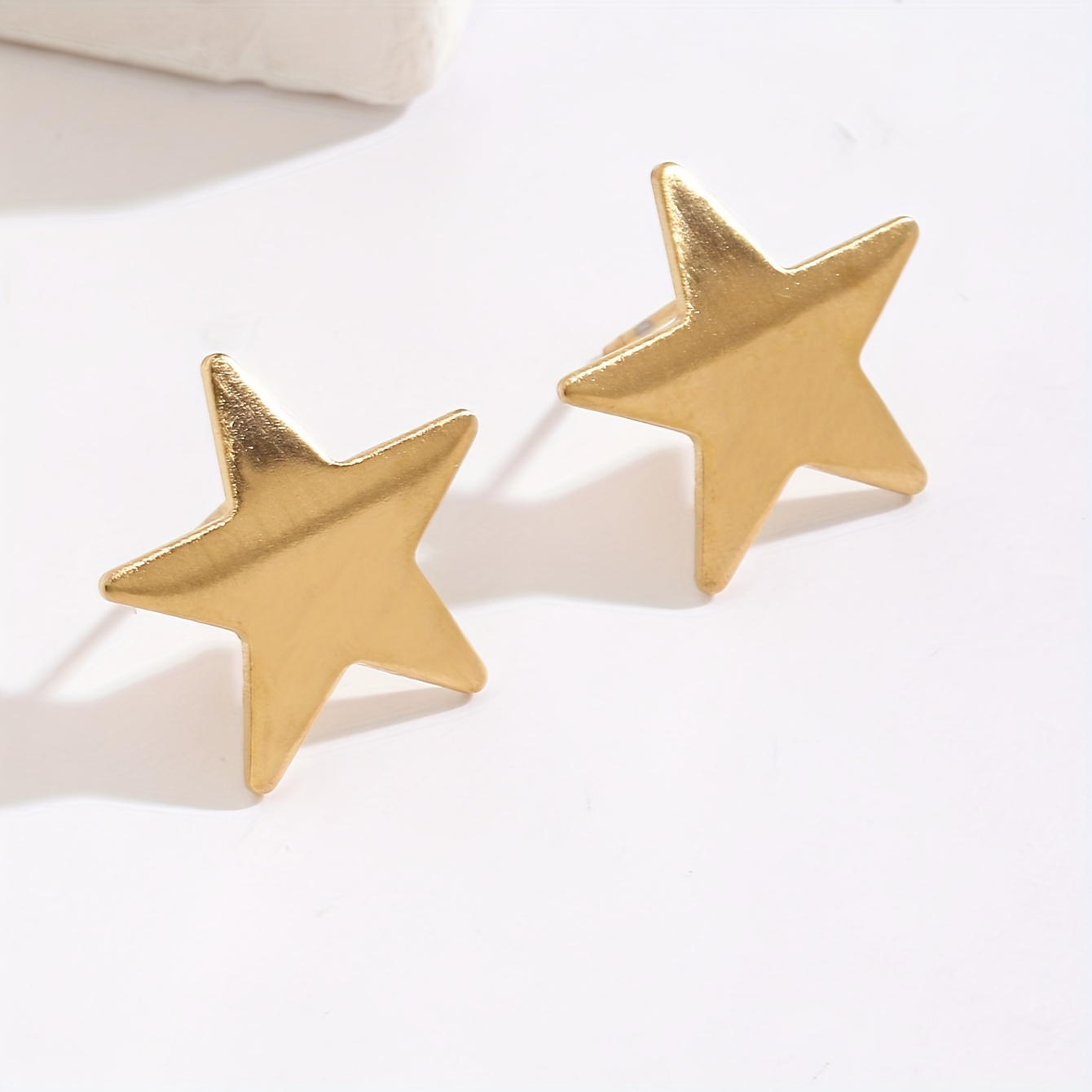 Golden Silvery Stainless Steel Five-Pointed Star Stud Earrings