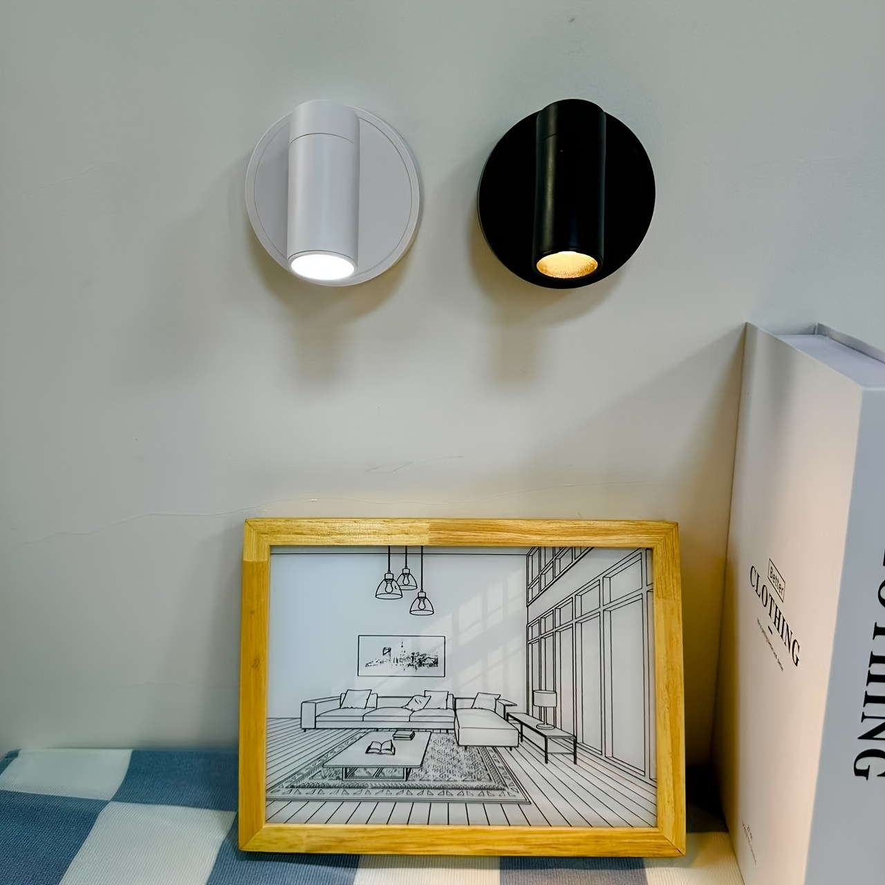 2 Wireless Magnetic Wall Lights with Rechargeable Batteries, No Drilling Required. Touch-controlled Bedside Lamps Suitable for Bedrooms, Reading, and Night Lights. Available in Warm/white/natural Light. Ideal for Decorating Bedside Areas, Living