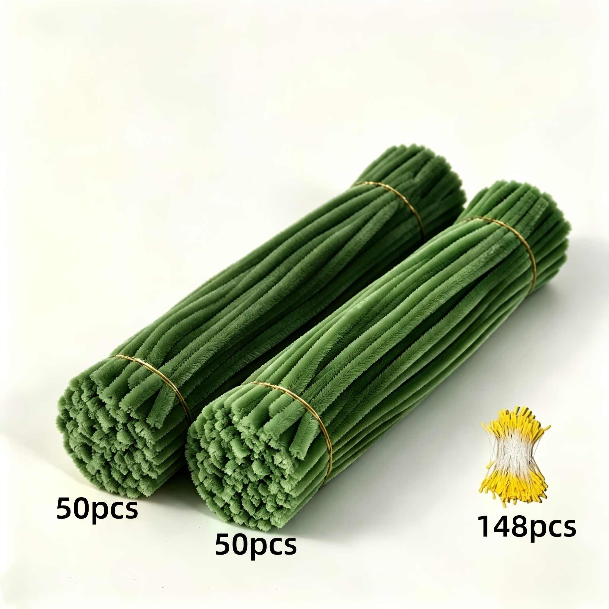 TEMU Total 248pcs Dark Green Flower Chenille Stems Diy Craft Material Kit, Bulk Chenille Stems, Loose Pipe Cleaners For Craft Diy Art Party
