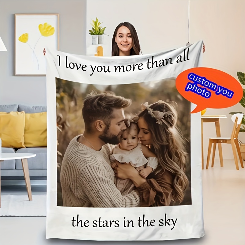 

Custom Photo & Text Blanket - , Reversible Flannel Throw For All - Perfect Personalized Gift