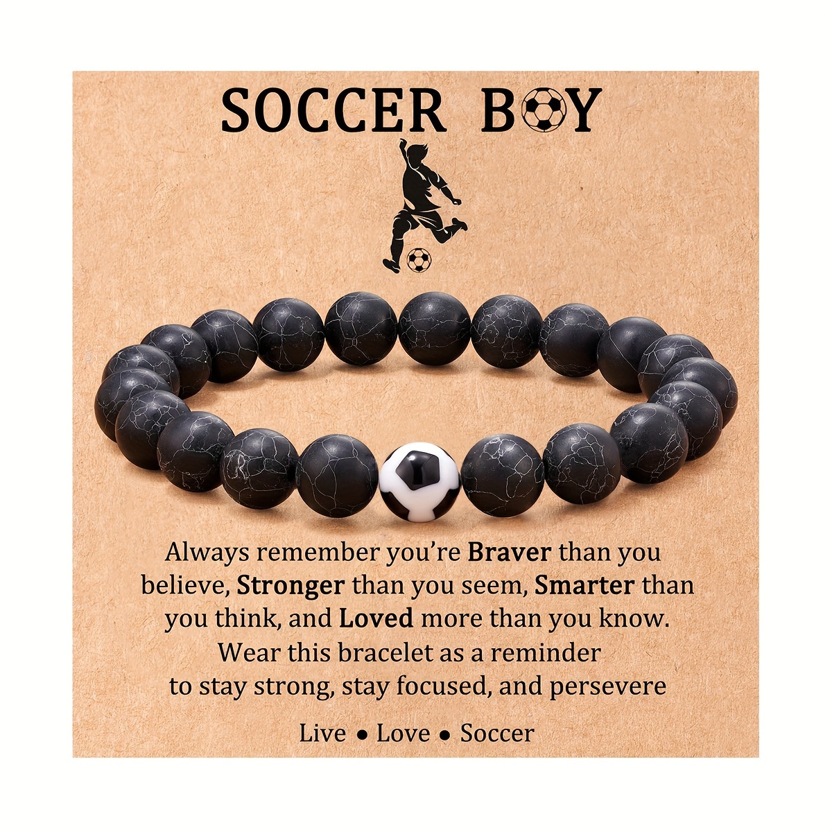 Image of Stylish Elastic Bracelets For Football Enthusiasts, Perfect For Birthdays And Holidays, Featuring Black And Turquoise Strings, Adjustable For