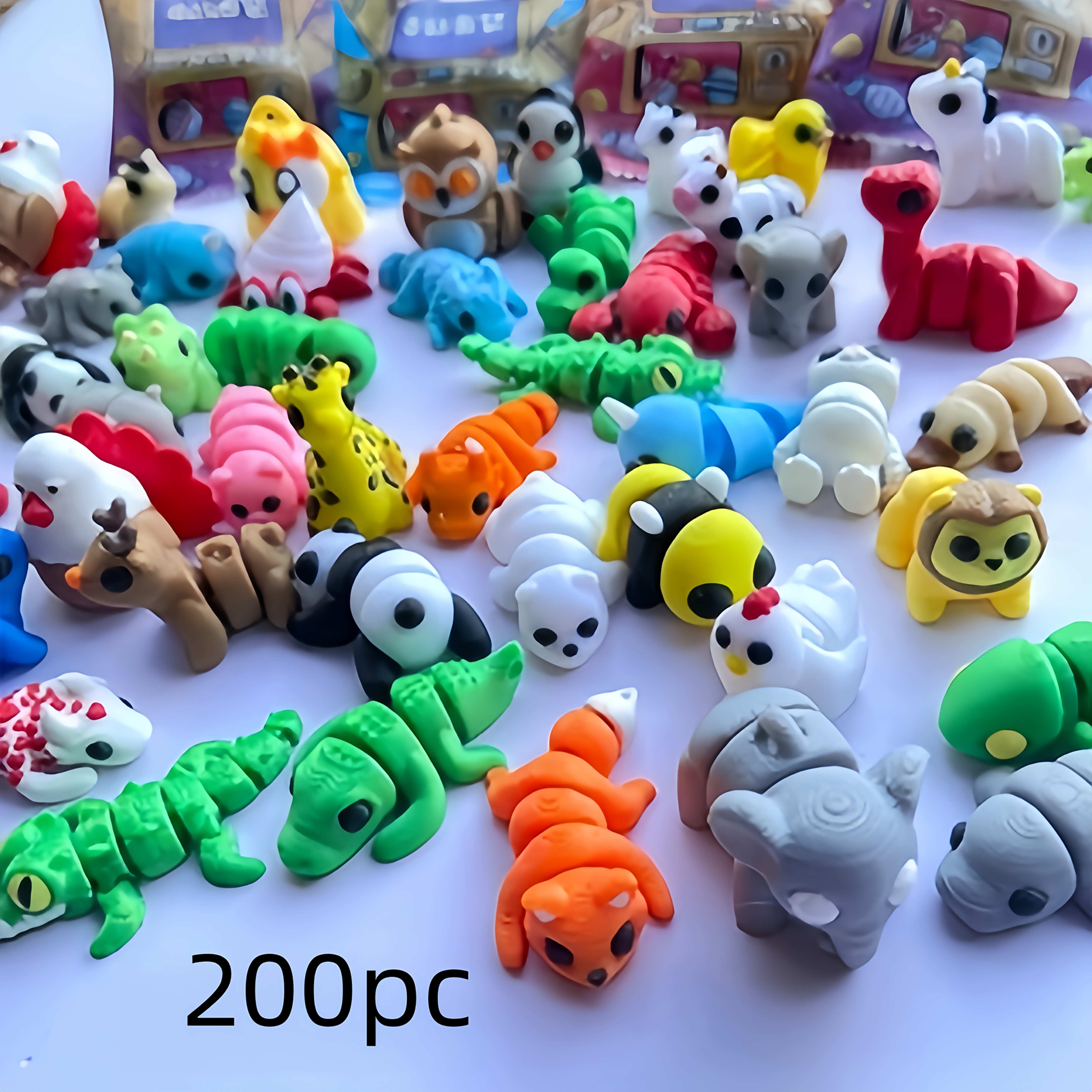 TEMU Halloween Christmas Decorations Featuring A Set Of 200 Mini 3d Printed Animal Figures Including , Frogs, Rabbits, And Turtles With Exquisite,