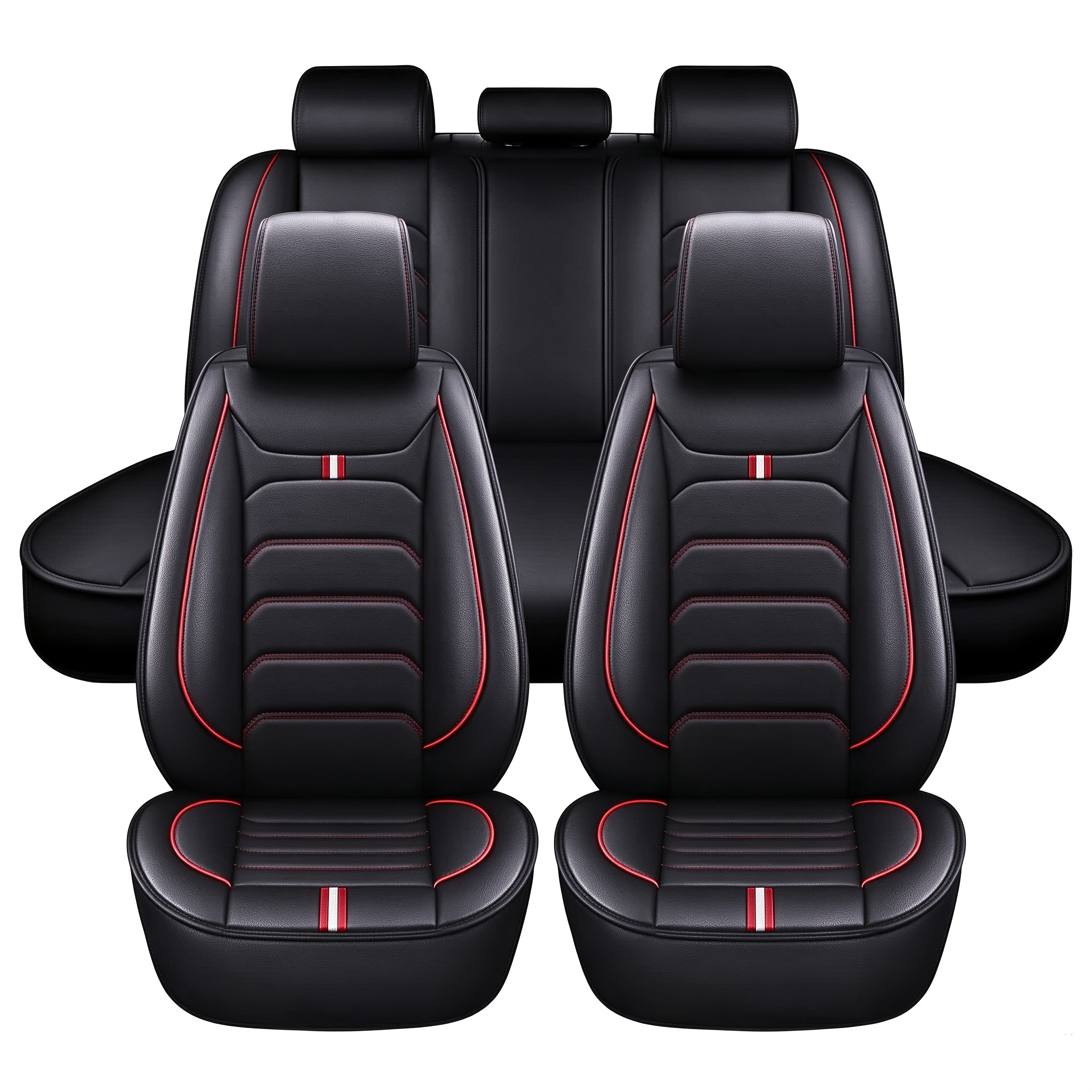 TEMU 5 Seat Premium Faux Leather Full Set Car Seat Cover For Car Full Surrounded Cushion Protector Universal Fit For Most Cars, Trucks, Sedans And
