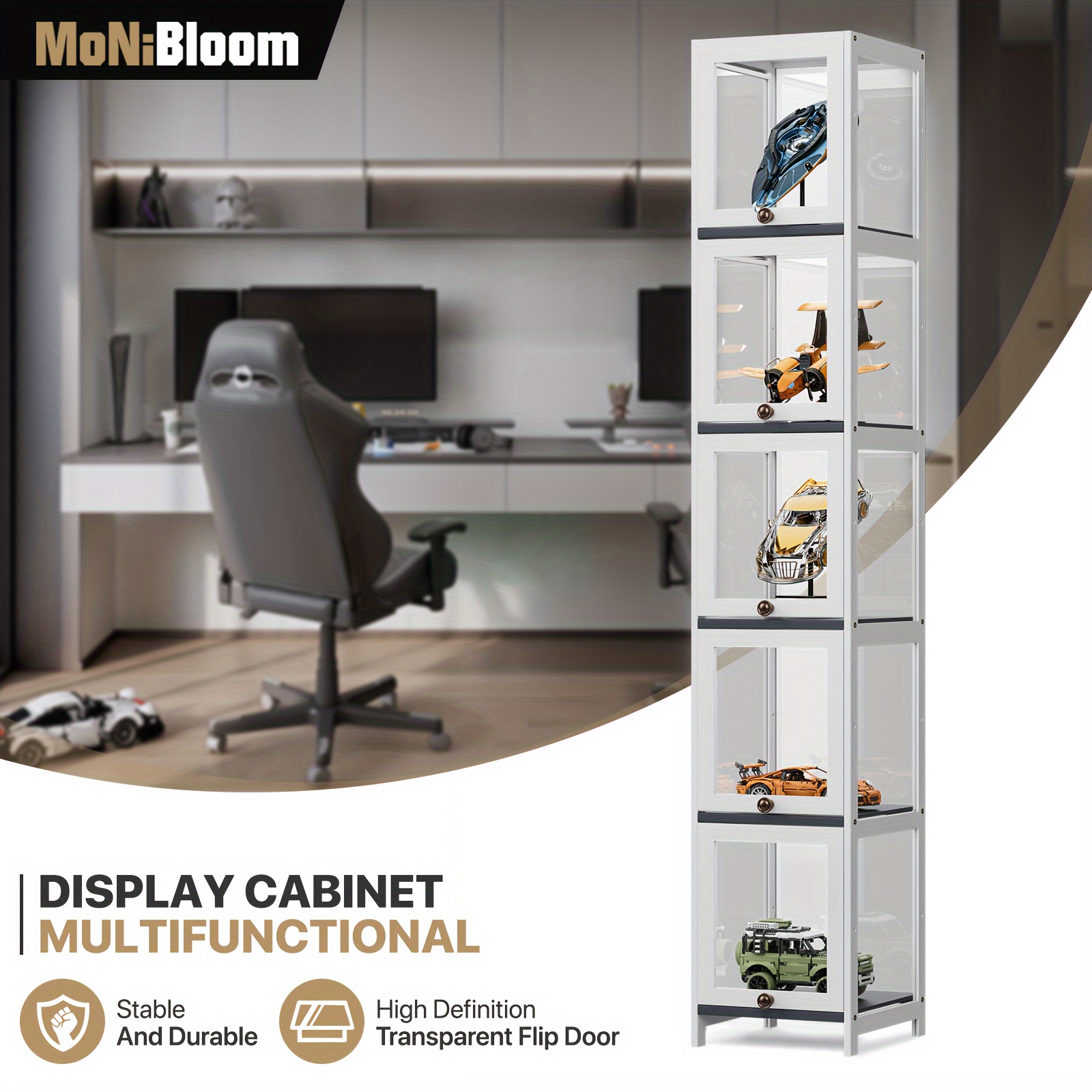 

Monibloom 68" Narrow Clear Display Display Case Shelves Display Case Storage Cabinets