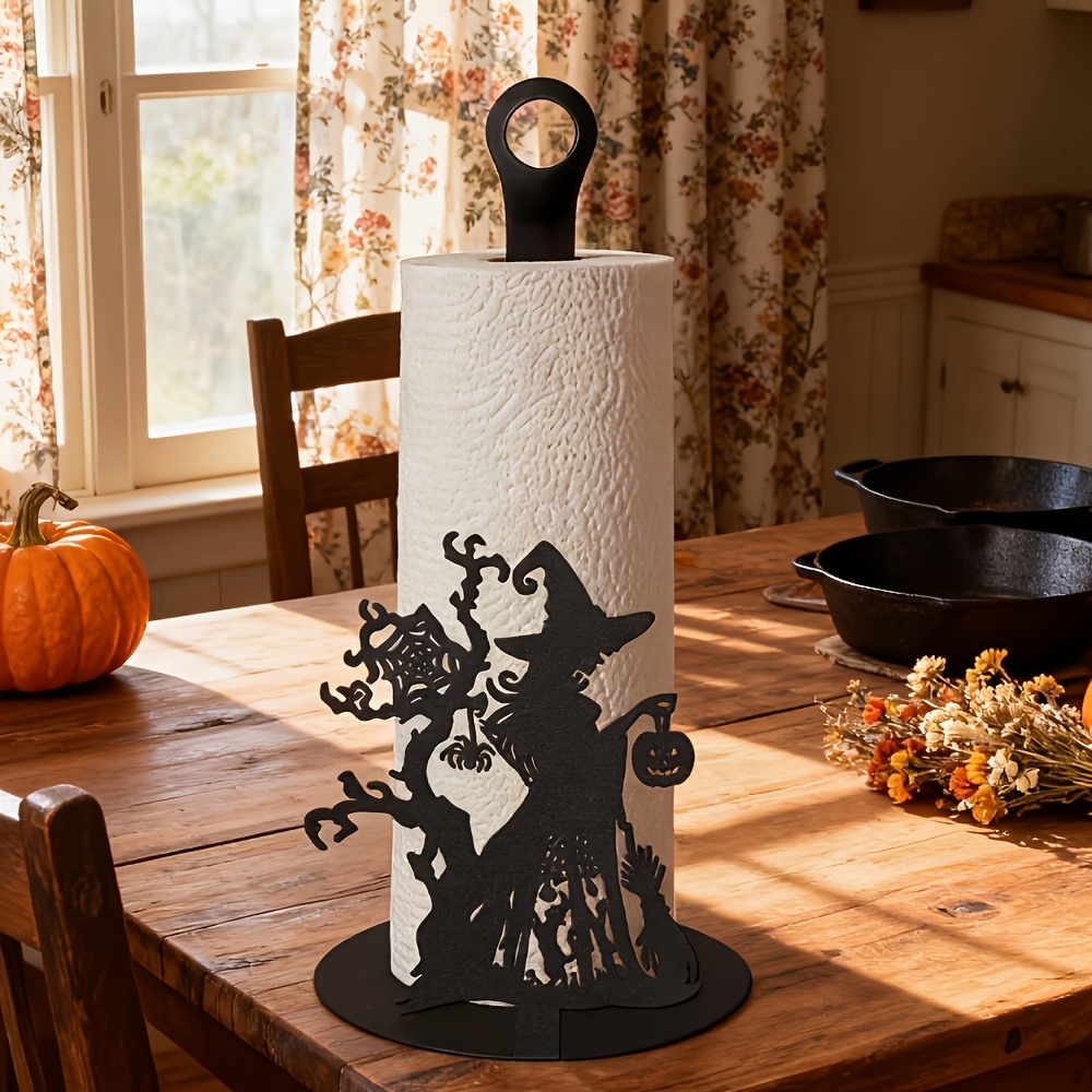 TEMU Black Gothic Style Halloween Scary Tree Freestanding Kitchen Paper Towel Holder, Countertop Tissue Dispenser, Suitable For Bathroom And Dining