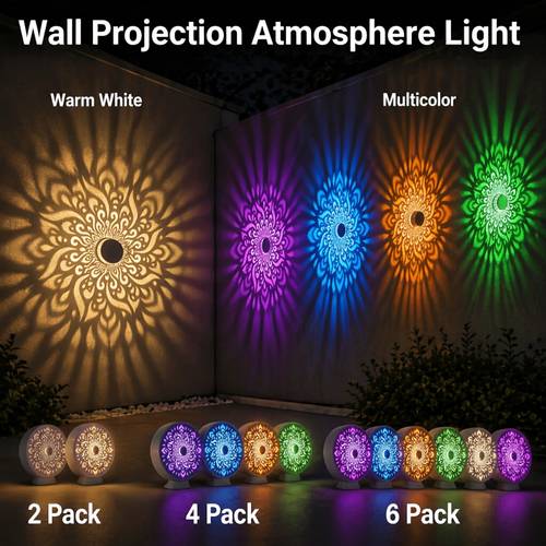 2 4 6 pack solar wall lights color changing warm white mysterious mandala metal hollow lamps for outdoor porch fence farmhouse lawn patio garden table atmosphere decoration beautiful ornaments for christmas valentines day holiday