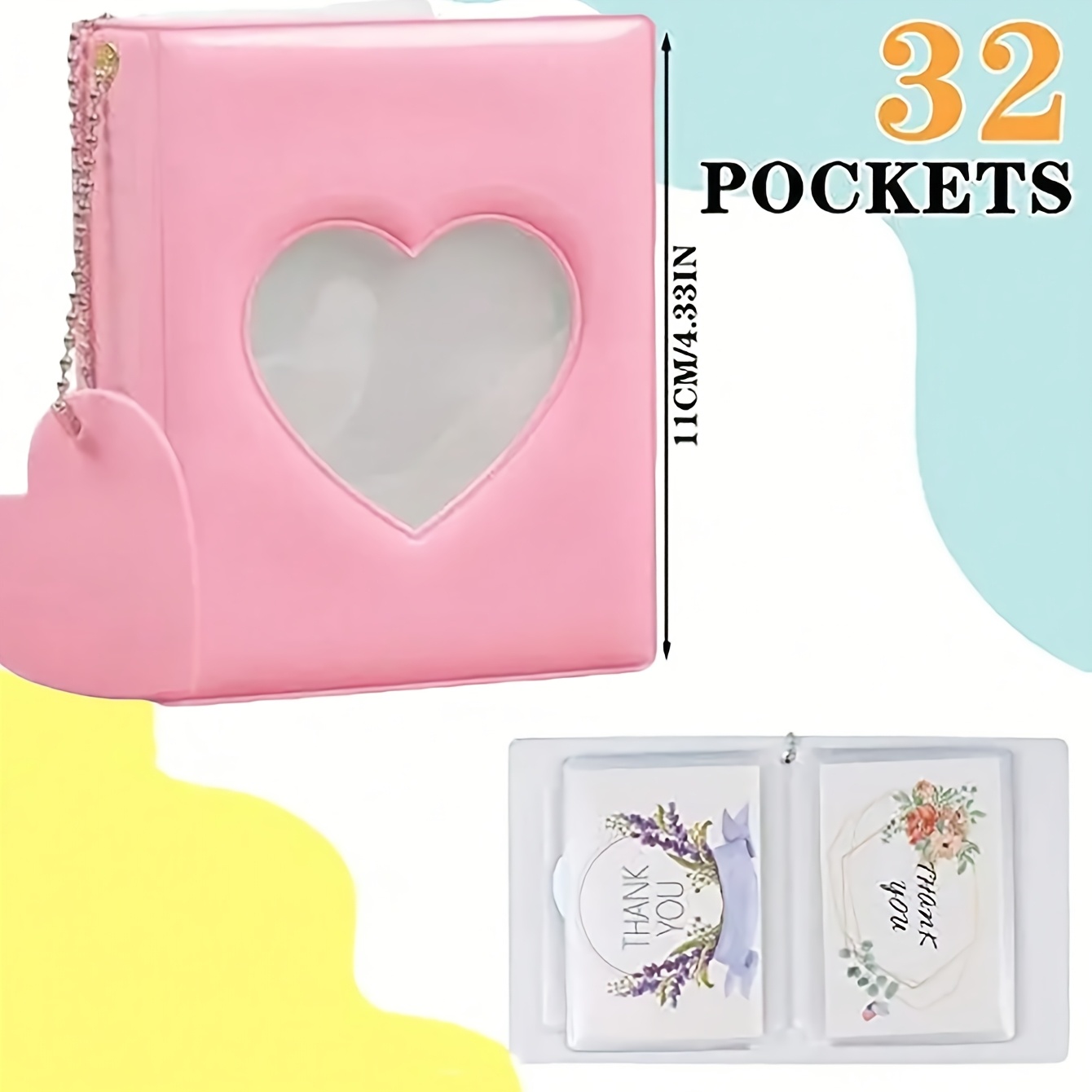 TEMU 1pc Black Photo Album, 3 Inch Mini Photo Album Kpop Photocard Holder With Pendant