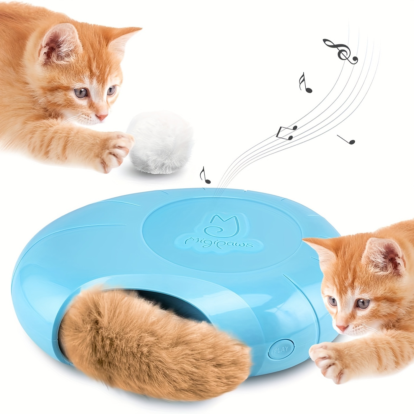 

Interactive Cat Toys, Fluffy Tail Plush, Squeak Hide And Seek In A Mice Hole, Smart Kitten Teaser, Automatic On Off, Plush Ball