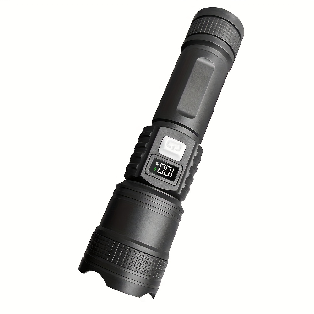 E-shop Starke Langstrecken-Taschenlampe, ultrahelle große verstellbare Teleskop-Zoom-Taschenlampe, LED-Suchscheinwerfer mit USB-Aufladung, sturzsichere