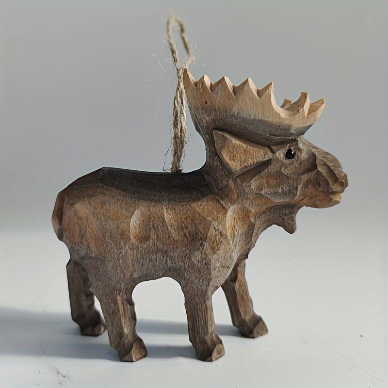 Hand Carved Wooden Moose Statue, Moose Artwork, Hanging Home Decorations, Realistic Style Animal Wood Carving, Create A Atmosphere, Is A Perfect Gift Idea, Christmas Gift
