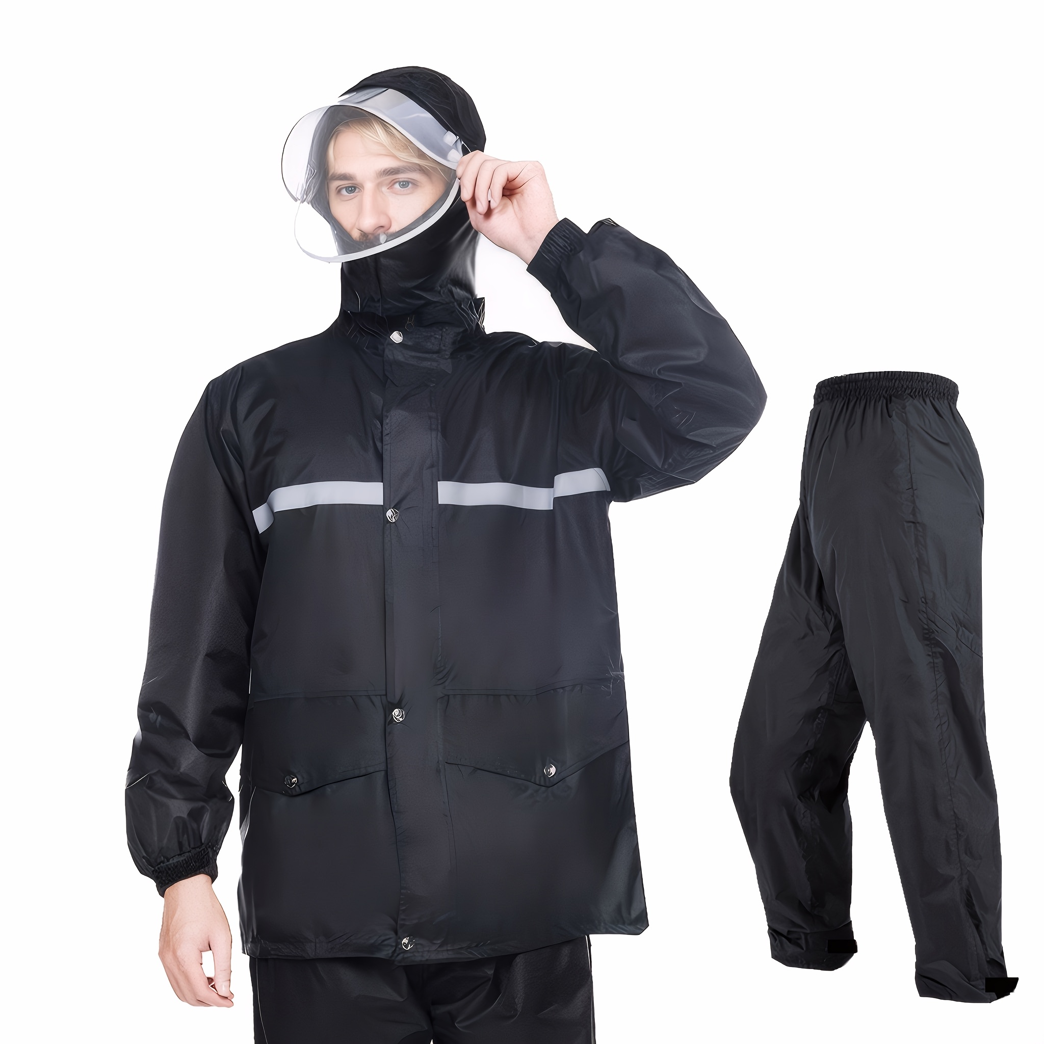 Pantalon De Pluie Homme Imperméable Coupe-Vent – Bleu Marine Taille L – Neuf Étiqueté