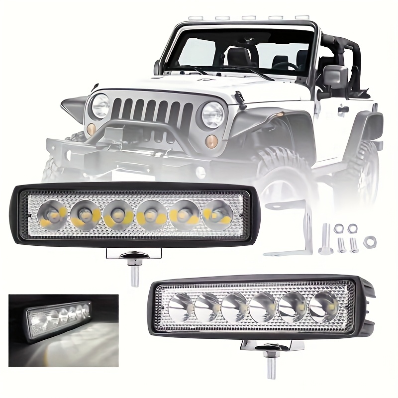 Lupu Auto 2 kosa 6-palčne 18W LED delovne luči, reflektorske LED luči za terenska vozila, meglenke, nastavljiv nosilec, visoka svetilnost, 3000+