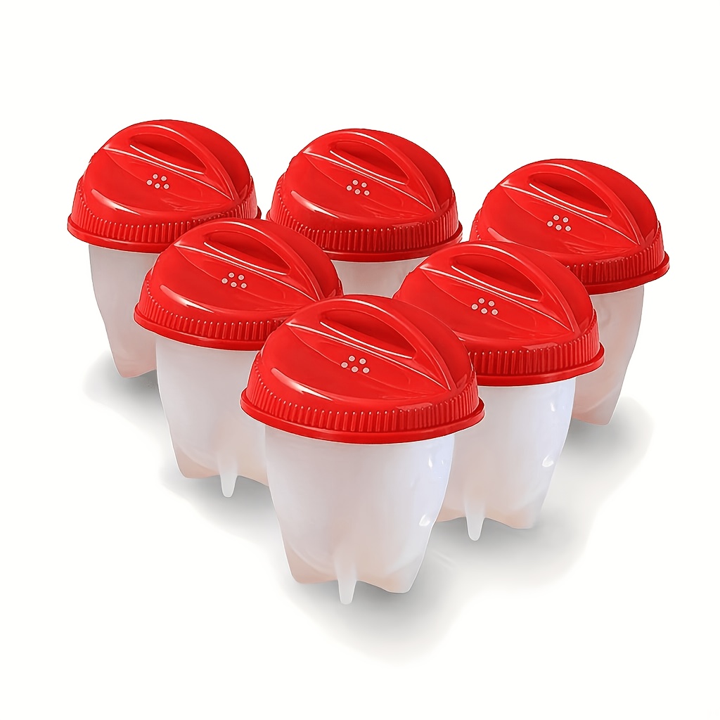 6pcs Cooking Egg Cooker, High-temperature Resistant Silicone Egg Cups, Hard-boiled Egg Maker, Shellless Poached Egg Tool For Breakfast Kitchen Gadget