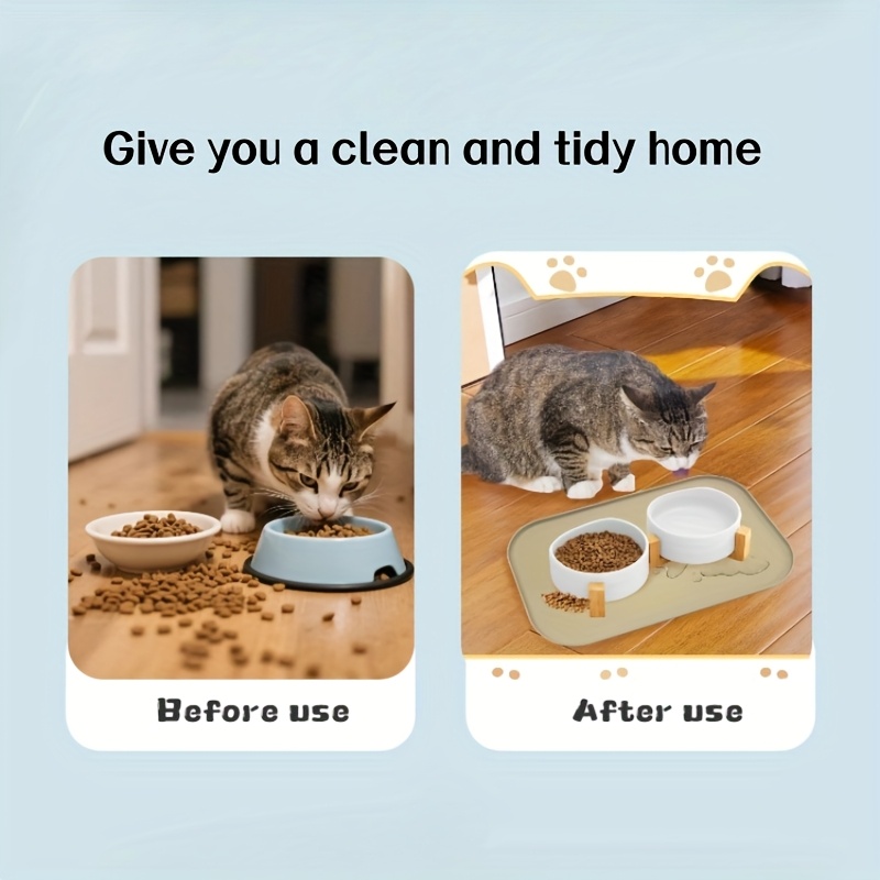 spill proof cat feeding mat raised edges waterproof food Temu