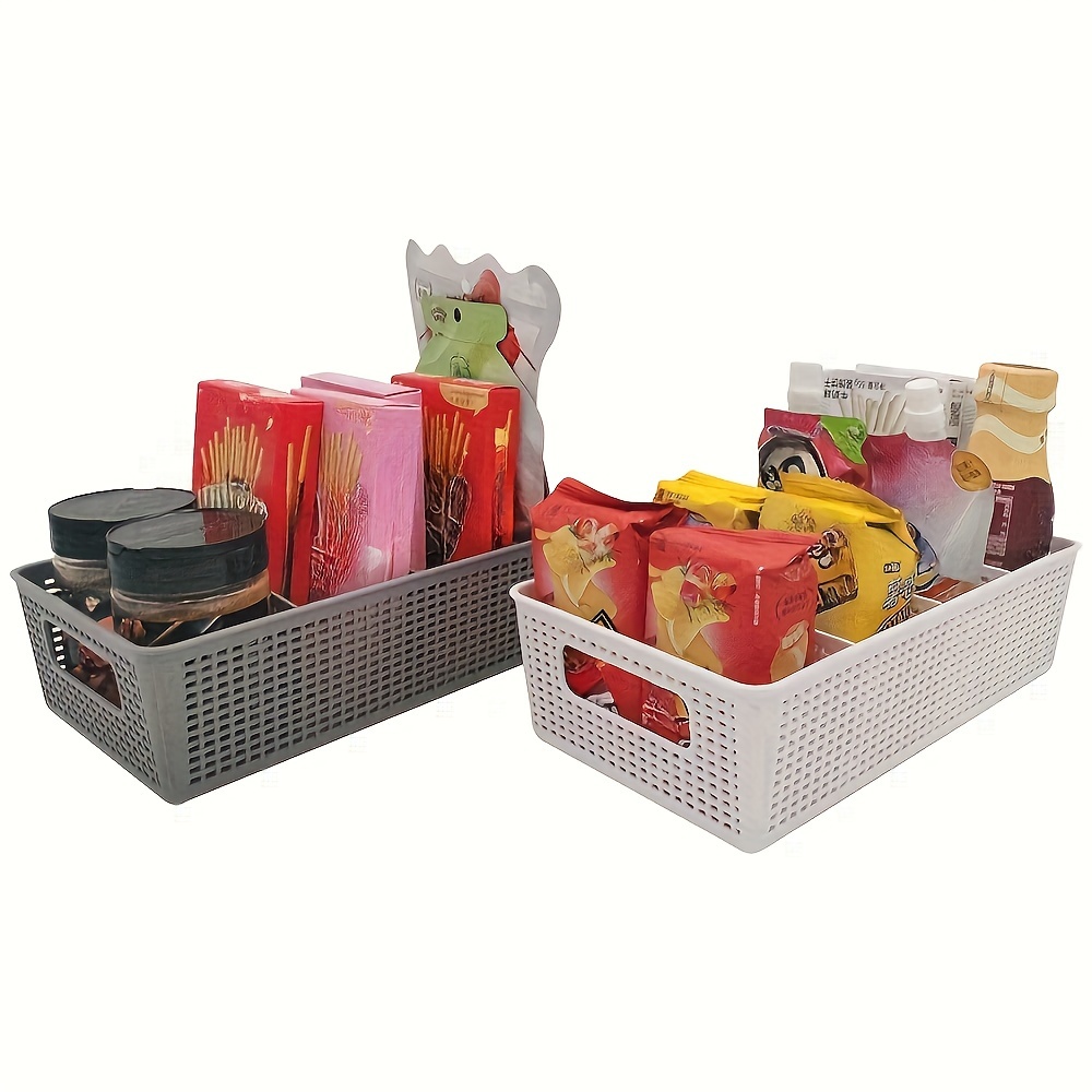 

1/2/3/4/5pcs Woven Storage Box With Divider For Bathroom Vanity And Kitchen, Cabinet/countertop Drawer Storage Box