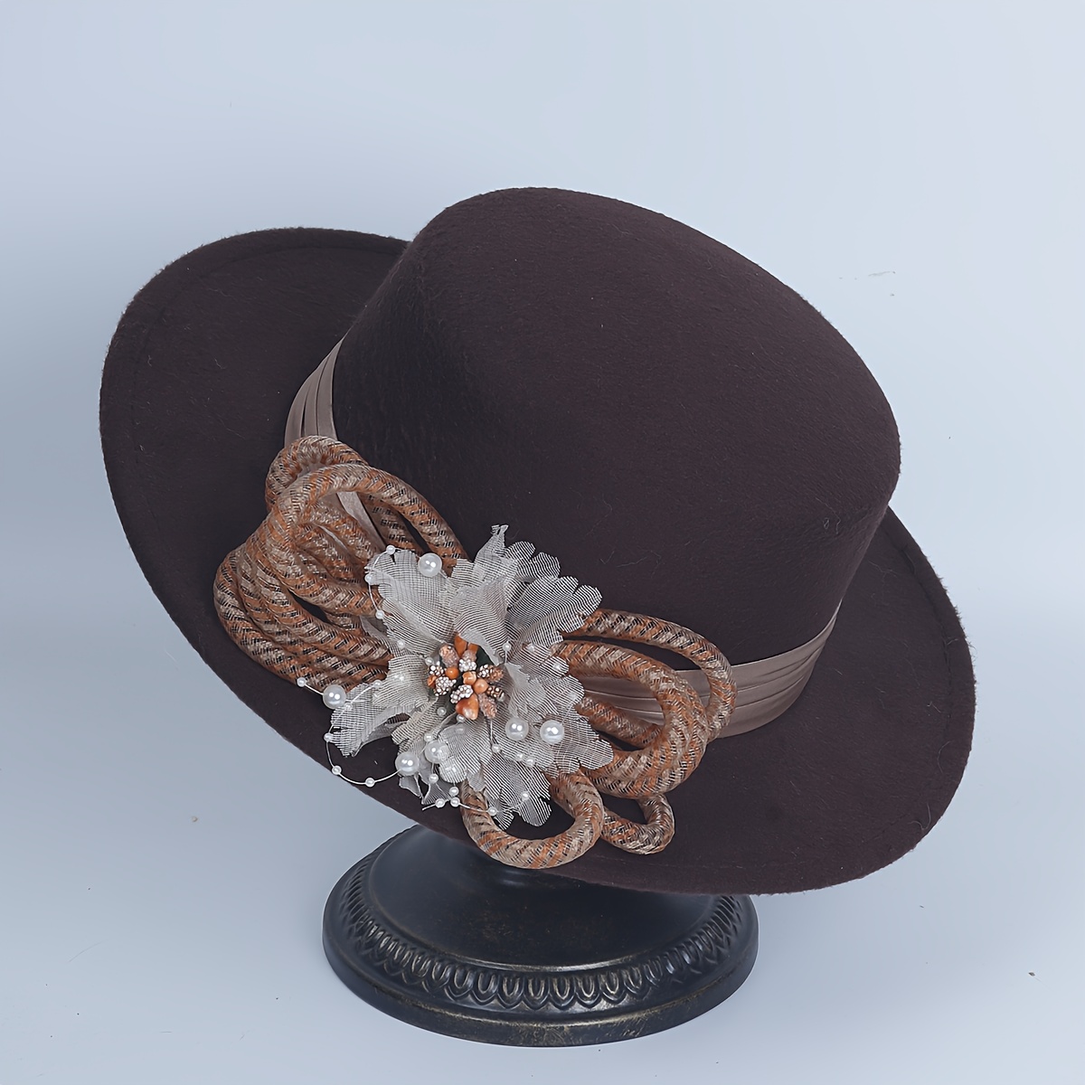 elegant autumn winter womens ribbon fedora flat brim - Temu  display picture 3