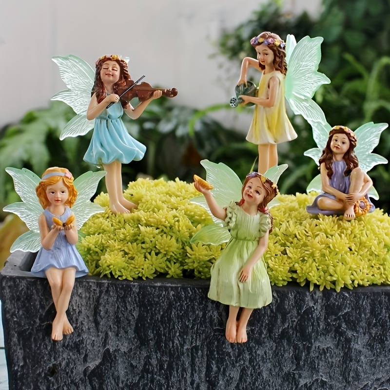 

Fairy 5pcs Set - Resin Garden Ornaments For Indoor & Outdoor Decor, Valentine's Day