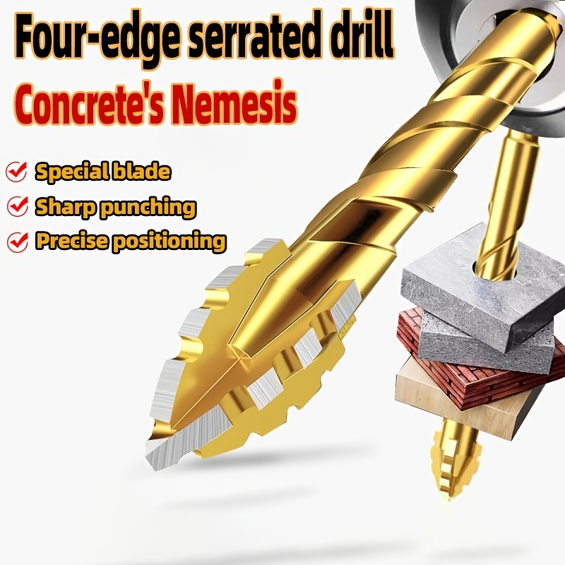 

Versatile 4-flute Sawtooth Drill Bit Set - High Hardness, Hex Shank For Wood, Marble, Metal, Concrete & Tiles (3mm-12mm)