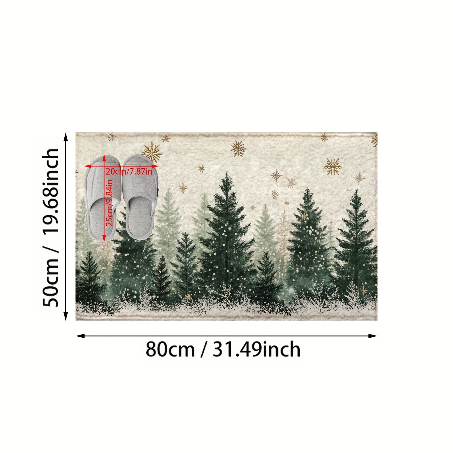 TEMU 1pc 2d Flat Christmas Snowflake Bathroom Mat Microfiber Non-slip Mat, Imitation Cashmere Fluffy Carpet, Machine Washable, Room Decoration,