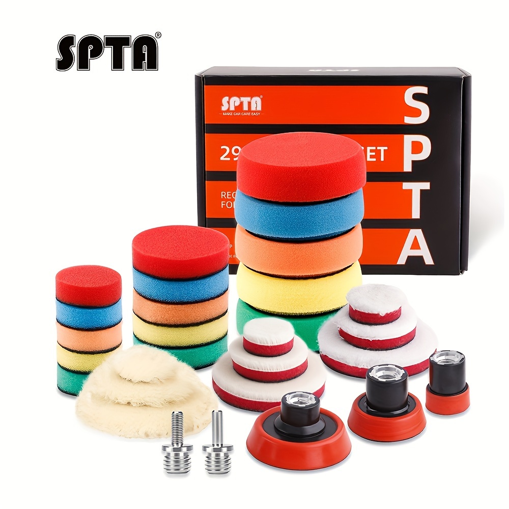 

Spta 29pcs 1/2/3 Inch Sponge Buffing Foam Pads Kit For Detailing Car Polishing