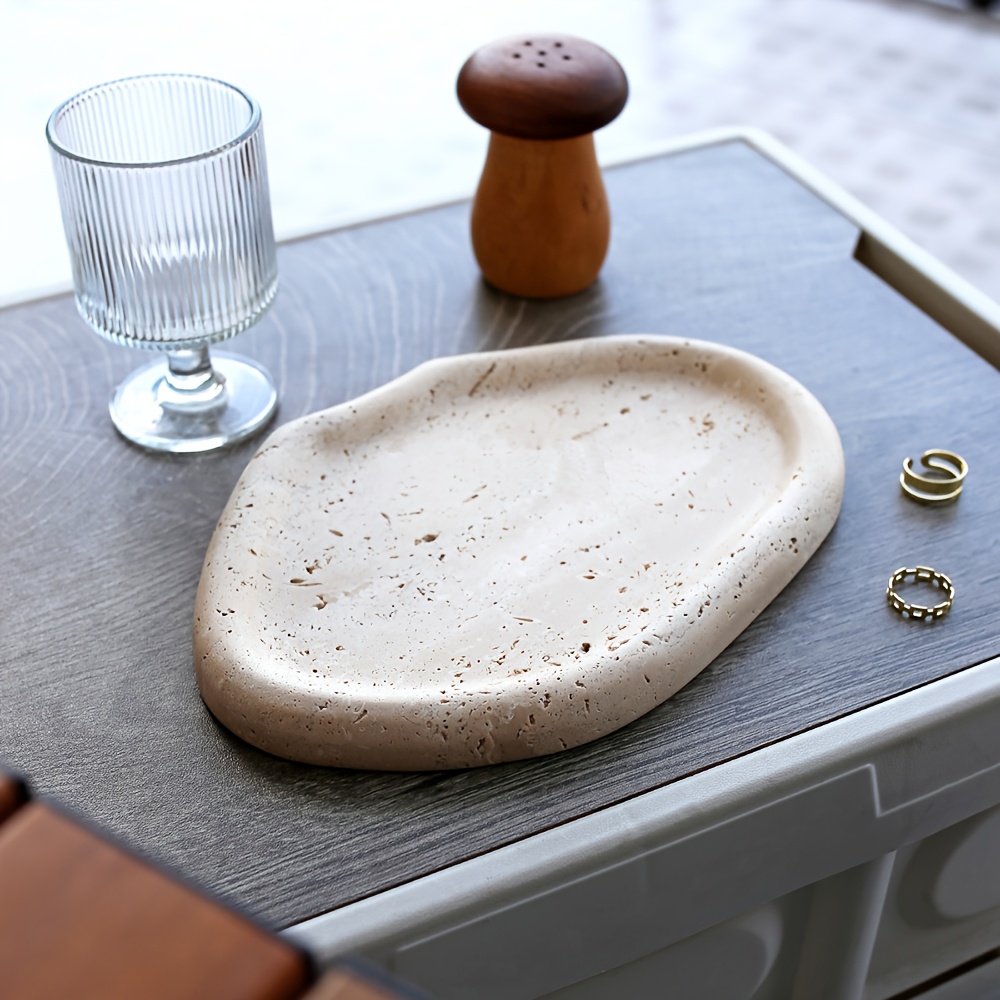 1 Natural Marble Jewelry Storage Tray, a Premium Stone Cloud-shaped Entryway Decor Piece, Suitable for Home, Bathroom, Kitchen, Living Room, Bedroom, Coffee Table, Dining Room, and Room Decoration, Non-Food Contact