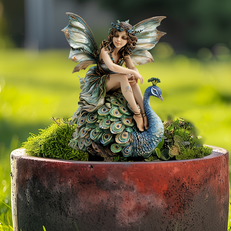 

Charming Fairy & Peacock Acrylic Garden Stake - Perfect For Flower Pots & Yard Decor, Ideal Gift (12"x7.2"), Bohemian Style Outdoor Art Garden Decorations Fairy Garden Accessories