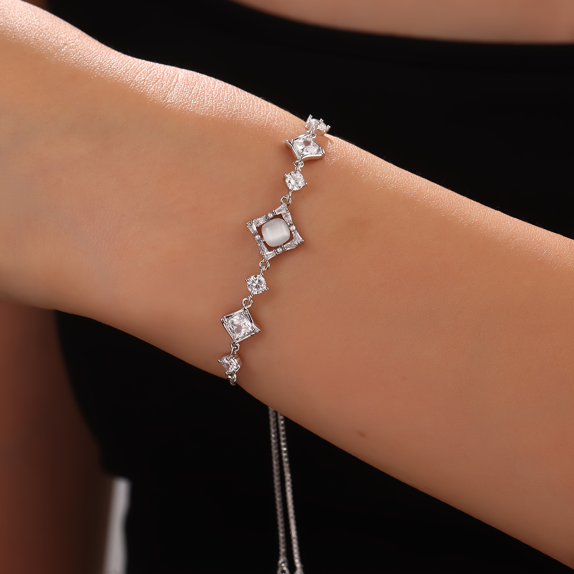 Women's 18K Gold-Plated Pull Bracelet with Cubic Zirconia