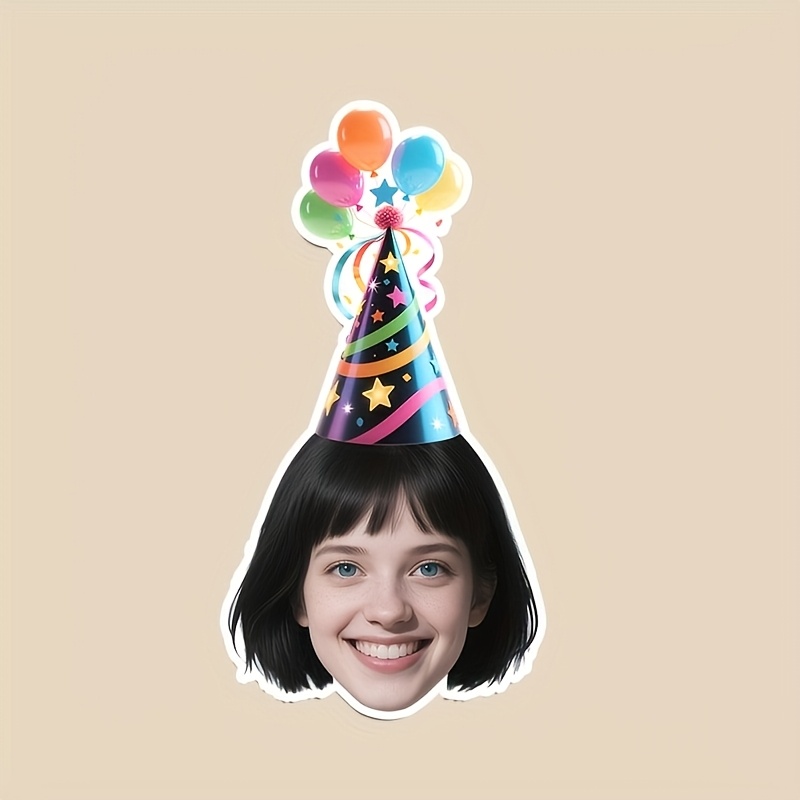 TEMU 24/16pcs Custom 1.77/2.36-inch Photo Stickers, Birthday Stickers, Birthday Hat Stickers, Personalized Stickers, Diy Birthday Gifts, Suitable For