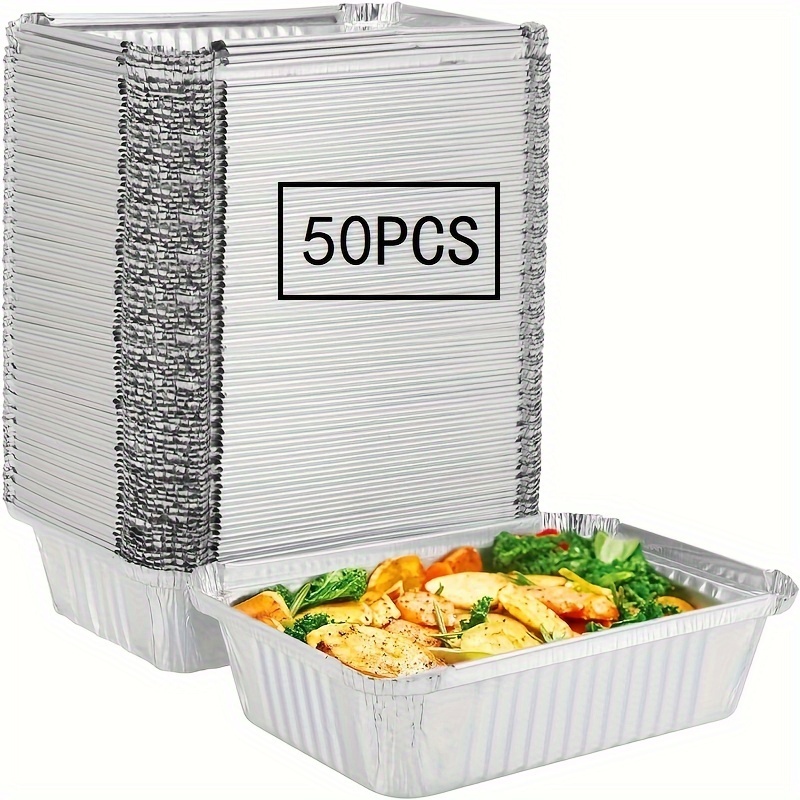 

50- 8.27 X 5.5 Disposable Aluminum Pans, , Aluminum Trays For , Grilling, And - No Required