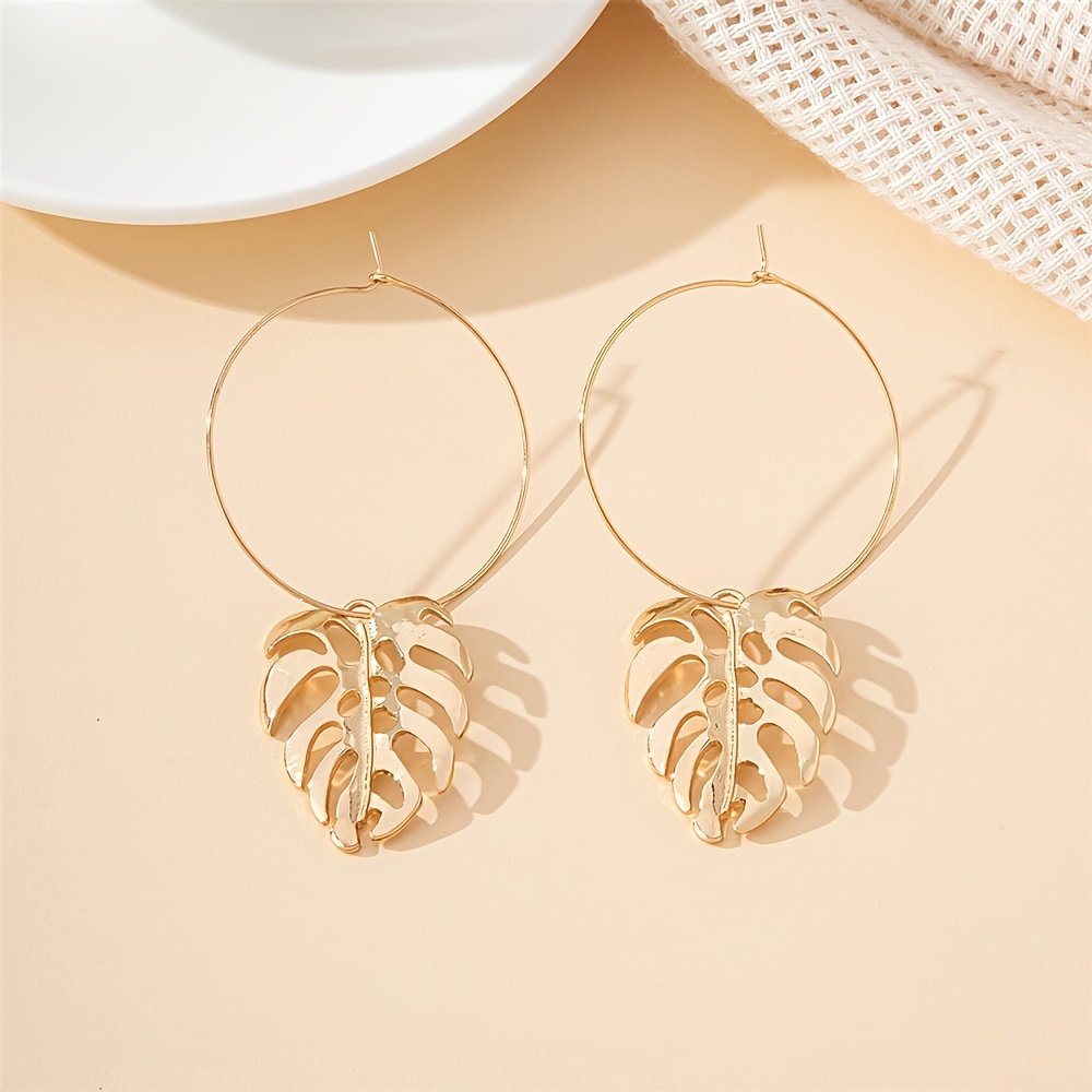 Golden Hollow Leaf Earrings Perfect for Any Occasion