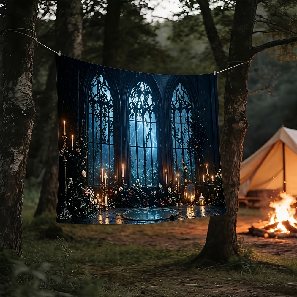 Gothic Cathedral Stormy Night Photography Backdrop